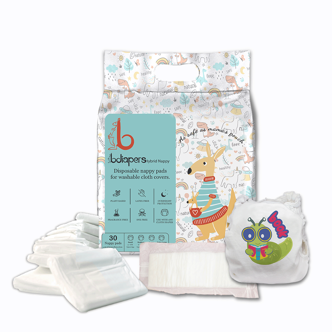Small sized baby diapers Book worm washable, reusable rash free large hybrid cloth diaper covers online with 100% disposable healthy nappy pads, liners, inserts near me at bdiapers