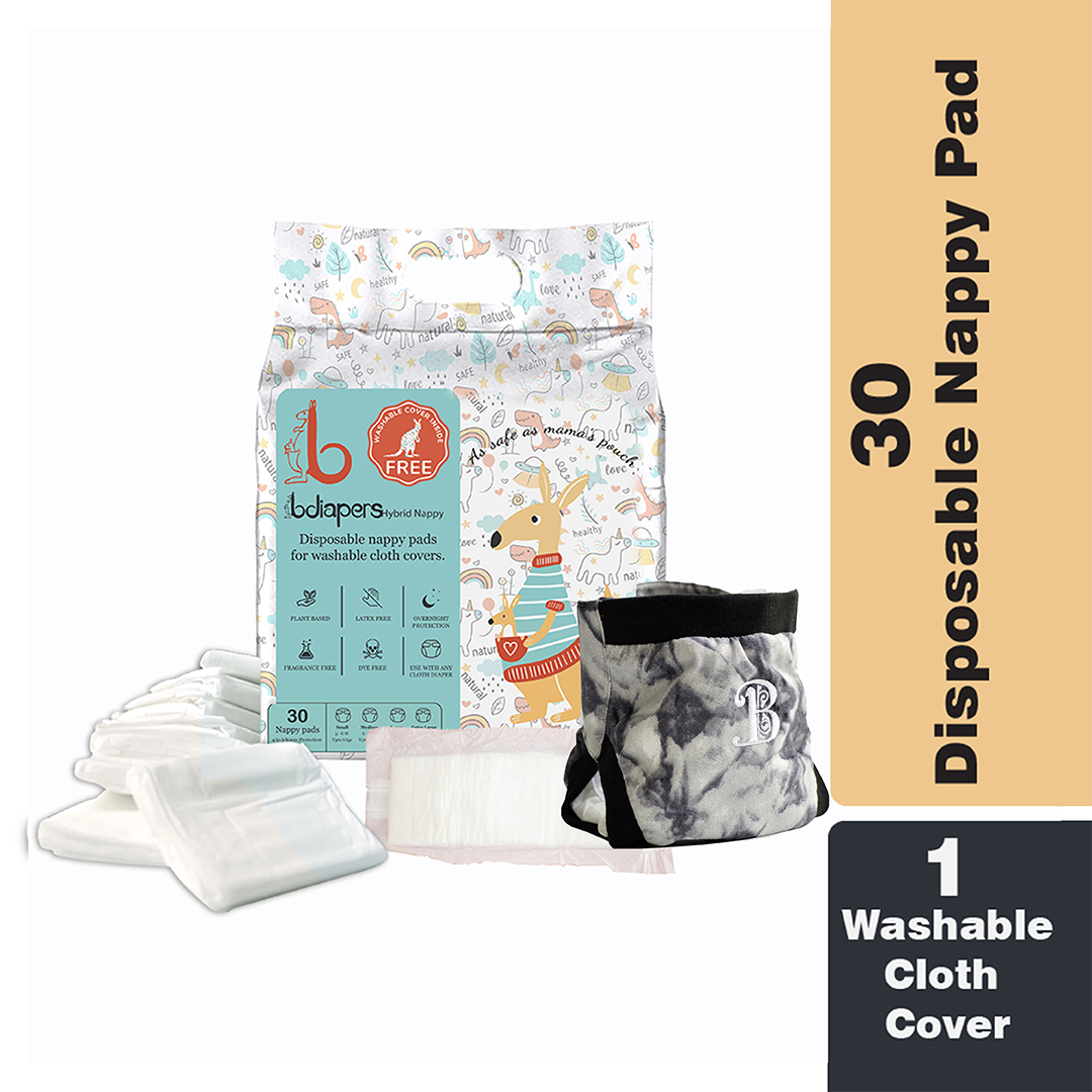 Cloth Diaper Covers with Detachable Pouch + Nappy Pads