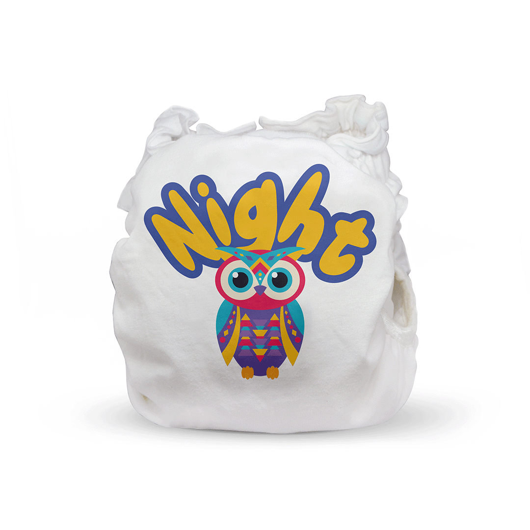 Night Owl washable, reusable rash free  hybrid cloth diaper covers online with 100% disposable healthy nappy pads, liners, inserts near me at bdiapers