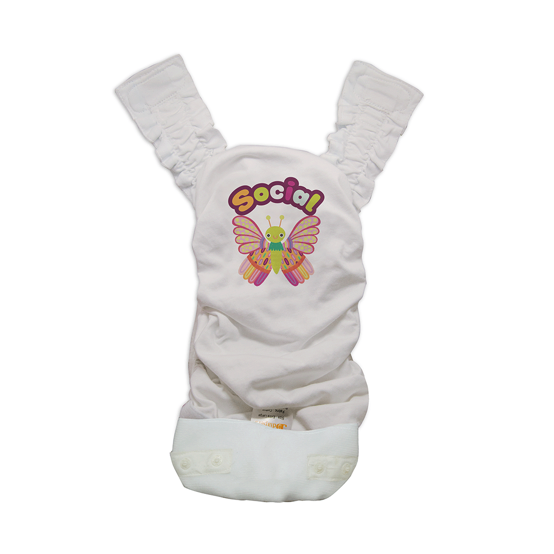 Small sized baby diapers Social butterfly washable, reusable rash free large hybrid cloth diaper covers online with 100% disposable healthy nappy pads, liners, inserts near me at bdiapers